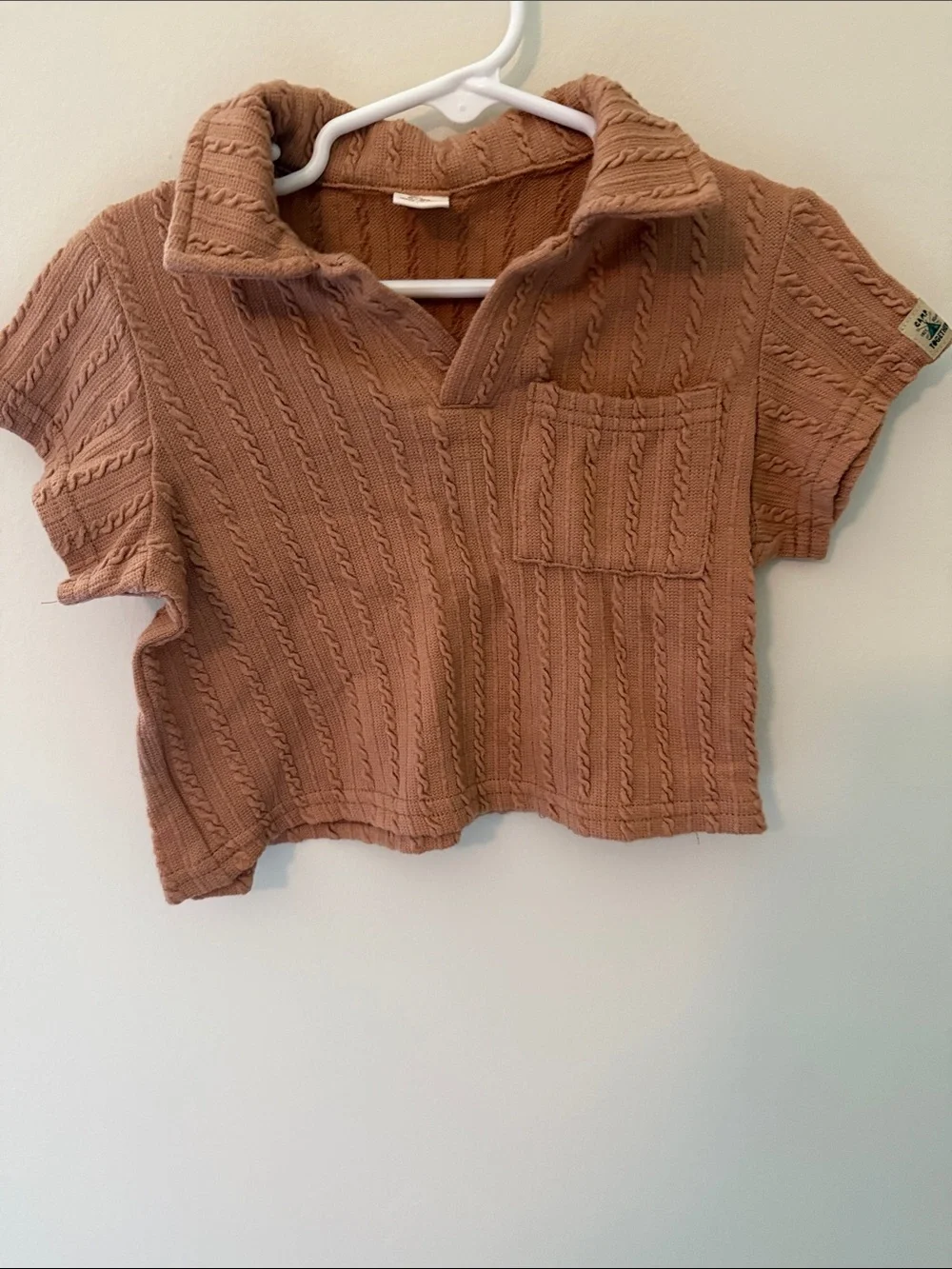 Kids Short Sleeve Textured Polo in Rust